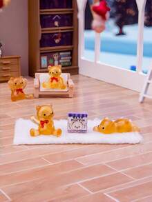 20pcs Glowing Bear Plush Toys With Bow Tie - Handmade Resin Miniature Figurines For DIY Crafts, Micro Landscape Decor, And Party Supplies - Multicolor - View 6