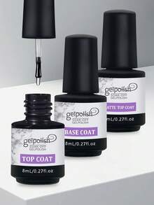 GELPOLISH 3pcs Spring/Summer Gel Nail Polish Set - Base Coat, Glossy Top Coat, Matte Top Coat. Long-Lasting Shine, No Wipe Needed, LED Lamp Soak-Off, DIY Design, Valentine's Gift For Her - 無色 - 查看 8