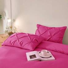VACVELT - Juego de 2 fundas de almohada pintuck de tamaño estándar color gris claro fundas de almohada decorativas con cierre de sobre fundas de almohada de microfibra plisadas de pellizcos - Rosa fuerte - Ver 6