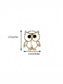 1pc Minimalist Hollow Owl Brooch, Unisex Cardigan Suit Sweater Lapel Pin Accessory, Women's Birthday Gift - Multicolor - View 3
