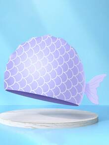 1 Small Silicone Swimming Cap With Small Fish Print Cartoon Cute Waterproof Soft Professional Ear Protection Swimming Cap Suitable For Wearing During Water Activities - Multicolor - View 10