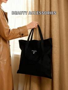 Prada 大容量肩背帆布化妆包，便携式旅行洗漱包，度假必备化妆品收纳包 - 黑色 - 查看 8