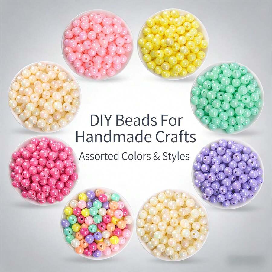 88/150pcs 12mm Rainbow Acrylic Beads - High Bright Beads Multiple Colors Available, Round Beads Suitable For DIY Jewelry Making, Bracelet, Necklace Or Handicraft Pen Decoration - Acrylic Beads - View 1
