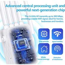 WiFi 扩展器，适用于家庭远距离覆盖（最大可达 9,800 平方英尺），可同时连接 40 台设备，具备 WiFi 信号增强、网络增强、远程 WiFi 扩展等功能，设置快捷方便。 - 白色 - 查看 6