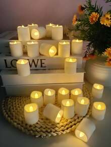 12/24 LED Electronic Candles, Battery Powered, With Timer/Remote Control, Wishing Candles, Tea Lamps, LED Flameless Candle Lights, Suitable For Valentine's Day, Weddings, Parties, Birthdays, Home Décor And Other Holidays. - Warm Light - View 5
