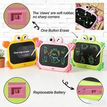10英寸液晶手写绘画板，益智生日礼物，液晶电子涂鸦板 - 可爱螃蟹造型，兼容触控笔，生日/圣诞礼物，派对礼品，可重复使用，一键擦除，寓教于乐，缓解压力 - 多色畫板 - 查看 4