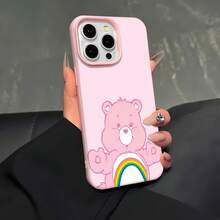 Estuche para teléfono con patrón de arcoíris de oso rosa compatible con  17,  16 Pro Max,  15 Pro Max,  13 y  12 Diseño texturizado elegante a prueba de golpes, apto para niños y divertido, un gran regalo para familiares, amigos, amantes, novios, novias y el Día de San Valentín. - Rosa - Ver 5