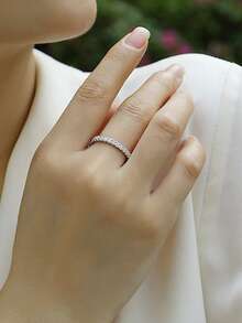 925 Sterling Silver Moissanite Ring, Suitable For Banquet, Party, Official Occasions, Festivals, Valentine's Day, Engagement, Wedding, Anniversary, Birthday Gift, With Certificate - Silver - View 3