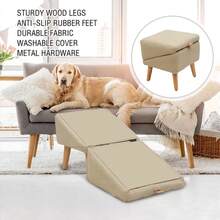 2 In 1 Foldable Dog Vehicle Stair With Footrest Stool Ramp For Dog Vehicle Stairs Footrest Stool - Multicolor - View 7