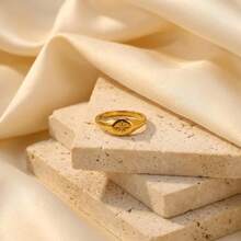 1枚时尚水钻镶边新月形戒指，适合女士日常佩戴 - 不銹鋼戒指 - 查看 8