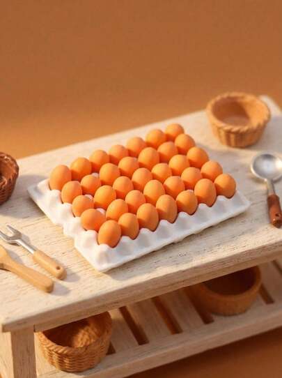 POKOJA LAND 1Set Realistic Mini Fake Egg, Kitchen Food Toy, Miniature Supermarket Toy, Model Desktop Decor, Doll House Accessory, Doll House Prop, Mini Small Toy, Micro Creativity Toy For Teens