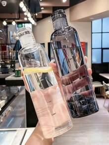 1个大容量塑料水瓶，带时间刻度，便携式防漏运动水瓶，高品质饮料/果汁杯，INS风格，大容量透明简约水杯，便携式时尚饮水杯，防漏简约水杯 - 彩色 - 查看 8