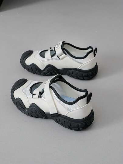 2026 New Spring Women's Casual Sneakers, Breathable Solid Color Flat Outdoor Running Shoes With Hook And Loop Design, Versatile Street Style Essential