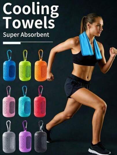 1 st. Cold Sensation sporthandduk med upphängningsögla, svettabsorberande och snabbtorkande, lätt för fitness och utomhusaktiviteter