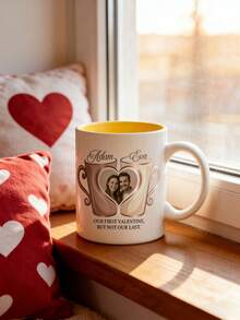 1pc Personalized Photo Mug, Customized Couple Photo And Name Coffee Cup, Romantic Valentine's Day Gift For Boyfriend/Girlfriend, Anniversary Souvenir, Home/Office Breakfast Daily Use - White - View 5
