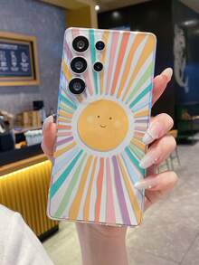 1pc Sun Pattern Transparent TPU Soft Phone Case, Anti-Drop Anti-Scratch Anti-Fingerprint, Precise Camera Cutout, Compatible With Samsung, Apple, Nothing, Pixel, - Clear - View 7