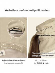 1顶男女通用防晒渔夫帽，女士夏季遮阳帽，宽檐马尾帽，沙滩防晒帽，透气材质，可折叠帽檐 - A - 查看 11