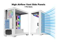 SAMA SV01 Gaming PC Case Computer Mid Tower ATX Case White With 4 Addressable RGB Fans Pre-Installed, Back Plug Motherboard Design, Tempered Glass Transparent Side Panel - trắng - Xem 4