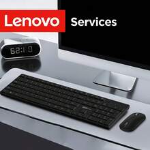 Lenovo 2.4G Wireless Keyboard And Mouse Combo, 105 Keys, Slim And Durable, Minimalist And Fashionable Design, Suitable For Business Office, Home, Laptop, Tablet - Black - View 1