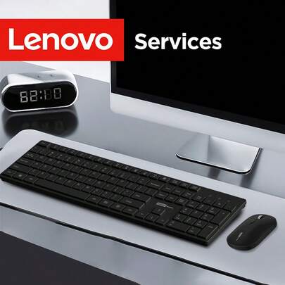 Lenovo 2.4G Wireless Keyboard And Mouse Combo, 105 Keys, Slim And Durable, Minimalist And Fashionable Design, Suitable For Business Office, Home, Laptop, Tablet
