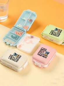 8-Compartment Portable Multi-Layer Pill Box, Compact Moisture-Proof Medicine Storage Box With Funny Quote Print, Suitable For Vitamins, Supplements And Pills, Reusable Pill Box For Men And Women Travelers And Daily Medication Users, Lightweight And Durable Pill Organizer For Daily Pocket Use - Multicolor - View 3