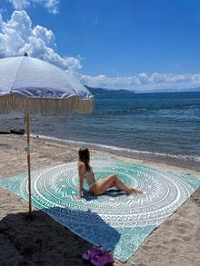 1 tấm thảm dã ngoại/khăn tắm biển chống thấm nước, chống cát, in kỹ thuật số, kiểu dáng thời trang và tươi mới, thích hợp cho cắm trại và dã ngoại ngoài trời (trọng lượng vải 100g) - Nhiều màu - Xem 7