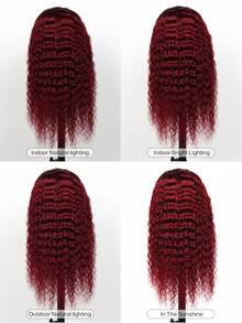 99J Burgundy Human Hair Wigs 13x4 Deep Wave Lace Front Wigs Human Hair Pre Plucked With Baby Hair Wigs Human Hair For Women 180% Density 99j Wigs Human Hair - S99J - View 4