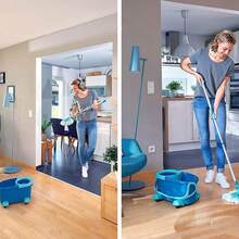 Clean Twist Spin Mop And Bucket Set With Rollers | Telescopic Handle, 360° Joint, Spin-Dry System | Easy Glide Wheels | Blue - A - 查看 4