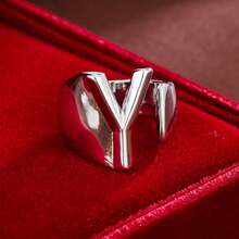 1pc Minimalist Plain Letter Design Adjustable Open Ring For Women - Multicolor - View 7
