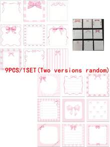 3/6/9本粉色蝴蝶结装饰笔记本 - 可爱办公笔记本，带装饰边框，适合女孩派对、学校活动和办公使用，可爱文具、学习用品、派对用品，女性化风格，多种设计，圣诞节、圣诞礼物、圣诞装饰、圣诞袜、圣诞袜填充物、万圣节、万圣节礼物、可爱小物、降临节、婚礼 - 彩色 - 查看 10