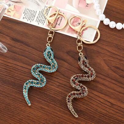 12 Zodiac Series Snake Shaped Keychain, Unique Design Bag Charm, Creative Small Gift, Casual Bohemian Party Zinc Alloy Accessory, Suitable For Winter