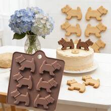 1pc Silicone Candy Chocolate Mold, Dog Shaped Ice Cube Tray, Baking Tray, Kitchen Accessories - Brown - View 2