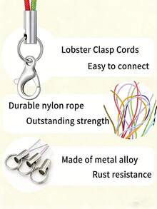 10/30/50/100/200/500个混色龙虾扣绳挂绳登山扣钥匙链尼龙绳钥匙圈，适用于DIY珠宝制作材料 - 彩色 - 查看 9