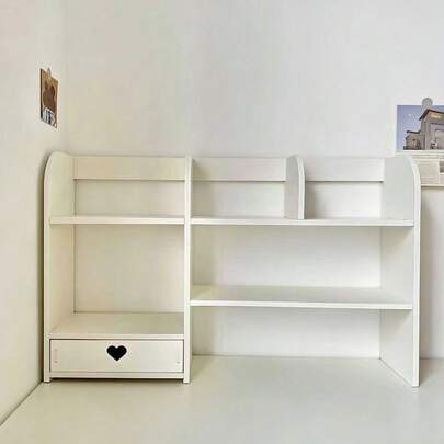 多层桌面收纳架 - PVC发泡板整理架，适合存放电线、笔等物品，是家庭和办公室的理想收纳工具，适用于书桌、梳妆台、卧室、宿舍、学校等场所。