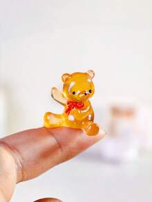 20pcs Glowing Bear Plush Toys With Bow Tie - Handmade Resin Miniature Figurines For DIY Crafts, Micro Landscape Decor, And Party Supplies - Multicolor - View 9