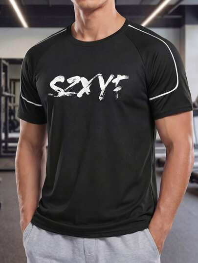New Men's Casual Sports Short Sleeve T-Shirt, Lightweight Running Tee, Crew Neck Casual Men's T-Shirt, Suitable For Spring/Summer Gym, Outdoor, Daily Wear, Holiday Gift