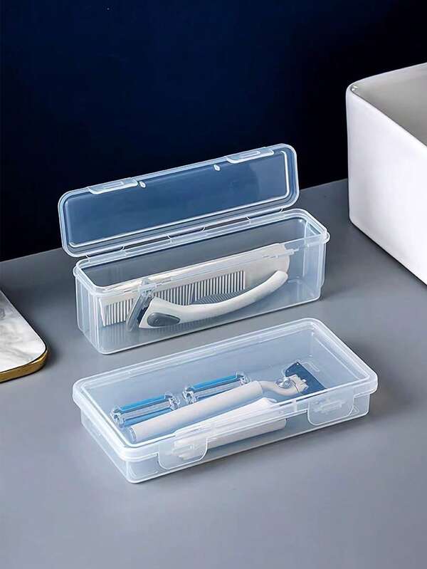1/2/3/4件装透明剃须刀收纳盒，塑料剃须刀片刷子收纳盒，便携式旅行收纳盒，化妆刷保护套 - 透明，防尘，防水 - 化妆刷收纳盒，化妆品收纳盒，适用于铅笔、口红、化妆工具