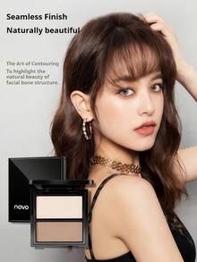 NOVO Palet Kontur 2-in-1, Termasuk Bronzer Matte, Highlighter, dan Bayangan Hidung, Cocok untuk Musim Dingin/Semi, Estetika Y2K, Riasan Alami & Modis, Cocok untuk Hadiah Ulang Tahun, Pesta, Warna Terbaik - 02# Kakao Sampanye - View 2