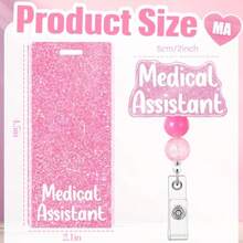 Medical Assistant Badge Buddy With MA Badge Reel Retractable Nursing ID Clip Vertical Badge Identification Tags Pink Medical Assistant - 如圖 - 查看 2