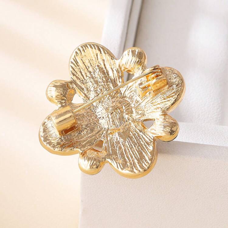 1 pièce Broche vintage en alliage unique pour femmes, décoration de vêtements haut de gamme, accessoire de broche polyvalent pour revers - Or jaune - Voir 3