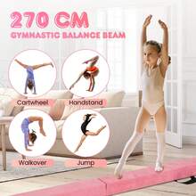 COSTWAY 270CM Folding Balance Beam With Solid Wood Base And Anti-Slip Bottom, Pink - Pink - View 7