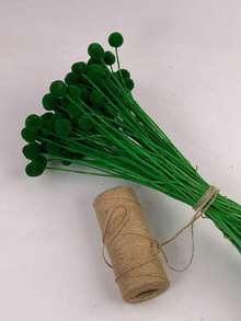 Flores Secas Vibrantes Variadas - Misture e Combine, Adequadas para Artesanato DIY, Decoração de Casa e Presentes - Buquê de Flores em Forma de Coração Multicolorido Eterno, Para Quadros, Vasos, Decorações de Festa e Presentes de Feriados - Design de Haste de Madeira de Longa Duração, Ideal para Ação de Graças, Dia das Mães, Dia dos Namorados e Aniversários - Bola Dourada - Verde - Visão 3
