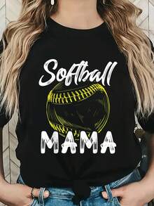 Camiseta de Día de la Madre para Mujeres, Jugadores y Familias, Softball Mama - Negro - Ver 6