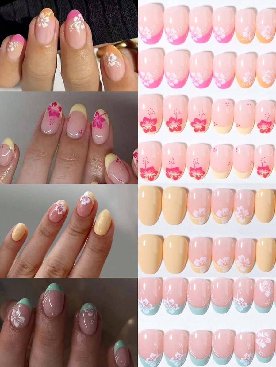 96 miếng (4 kiểu) hình hoa dâm bụt và hoa lá nhỏ xinh, làm từ acrylic, phù hợp với móng ngắn. Bộ sản phẩm bao gồm 1 lọ sơn gel móng tay và 1 dũa móng. Những miếng dán móng tay ngắn, họa tiết hoa lá mùa hè này sẽ làm cho đầu ngón tay của bạn tỏa sáng rực rỡ, hoàn hảo cho các bữa tiệc, khiêu vũ và sử dụng hàng ngày.