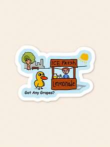 Hình dán chú vịt hài hước "Có nho không?" - Hình dán meme kinh điển, hình dán chú vịt hoài niệm lan truyền cho máy tính xách tay & Kindle, quà tặng hài hước về động vật dễ thương. - Nhiều màu - Xem 1