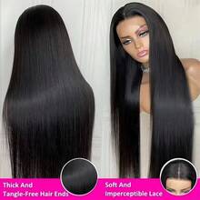 Straight HD Lace Front Wigs Human Frontal Hair 13x4 13x6 5x5 For Women Glueless Brazilian Virgin Frontal Hairline Human Blended Hair Wigs 200% Density Pre Plucked With Baby Hair Natural Black 24 Inches - Natural & Black - View 8