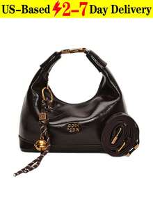 New Fashion Pu Waterproof Fabric, Letter Pattern Decoration Design, Zipper Opening And Closing, Handbags, Square Bags, Burgundy Bags, With Pendant Decoration Design, Can Be Slung, Suitable For Shopping..Equipped With An Adjustable And Detachable Strap,So It Can Be Used As A Shoulder Bag,Crossbody Bag And Tote Bag.Very Suitable For Daily Use, Shopping, Work, Travel And Even Parties.Perfect Valentine's Day Gift For Her, Best Valentine's Gift Choice Ever .Can Be Used As Thanksgiving, Halloween,Christmas Gift. - 彩色 - 查看 14