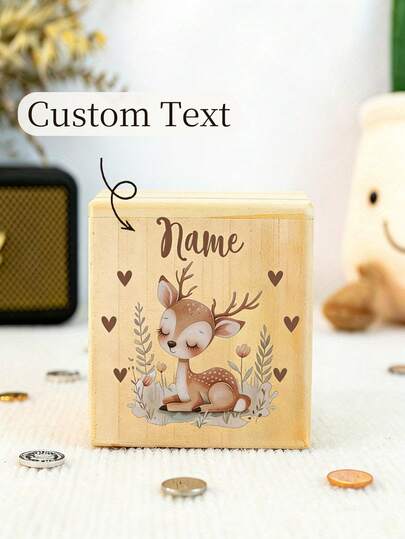 1pc Customized Piggy Bank, Personalized Animal Shaped Coin Bank For Boys And Girls, Savings Box With Name For Birthday Gift, Home Decor For Housewarming, Living Room, Bedroom, Bathroom, Back To School, Home Renovation, Jewelry Box, Fashionable Autumn