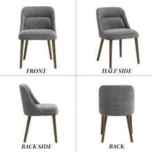 Chairus 2PCS Retro Chenille Dining Chairs With Wooden Legs - Grey - View 8