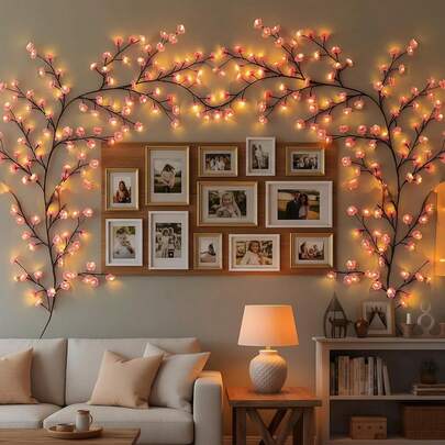 Artificial Cherry Blossom Tree Lights, Suitable For Party, Restaurant, Ballroom, Wall Decor, Wedding, Holiday Decoration, Christmas, Home Atmosphere Lighting